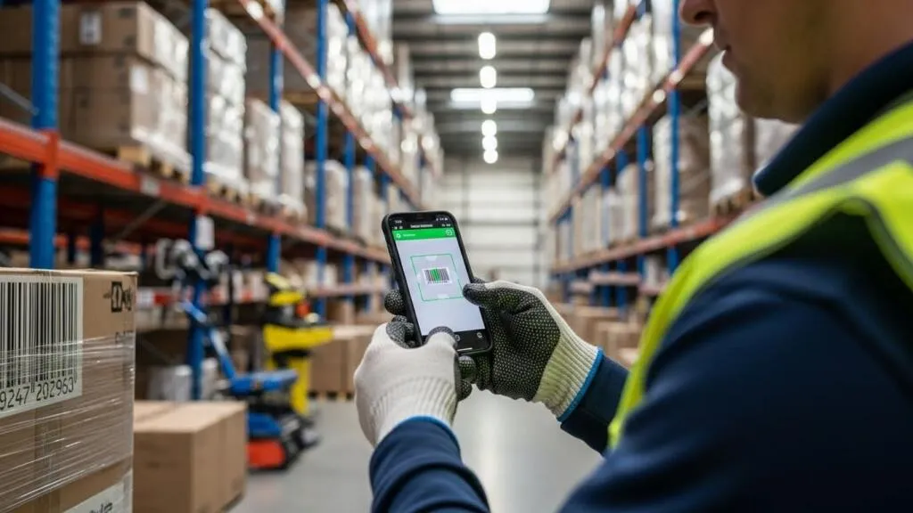 Trabalhador de campo usando ferramentas no celular como parte da tecnologia de automação no agronegócio